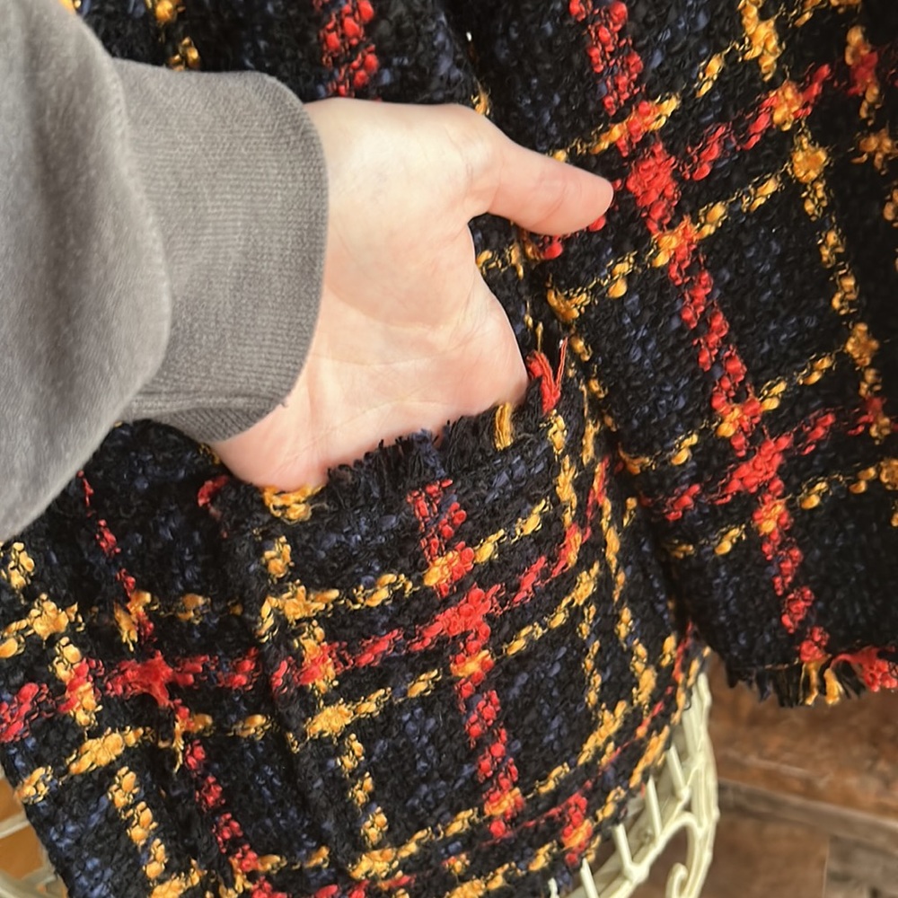 A New Day Plaid Navy Tweed Blazer EUC - Picture 5 of 8